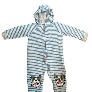 Rosie Pope‎ Blue and Gray Hooded Full Zip Long Sleeve Onesie Size 18 Months